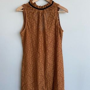 🧡🖤 Zara Burnt Orange Copper Lace Overly Dress